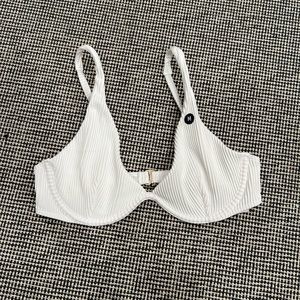 Hollister Bikini Top White Underwire Ribbed Adjustable Medium New